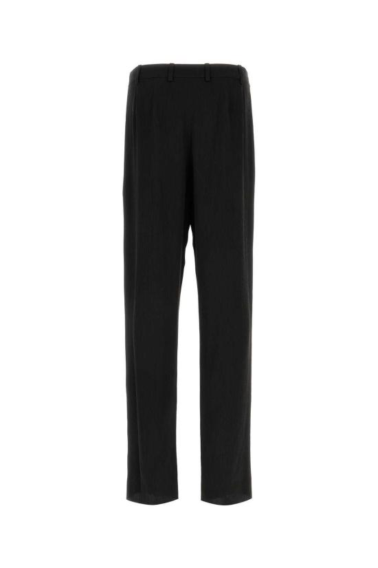  생로랑 스트레이트 팬츠 블랙 크레이프 와이드 레그 팬츠 블랙 - SAINT LAURENT