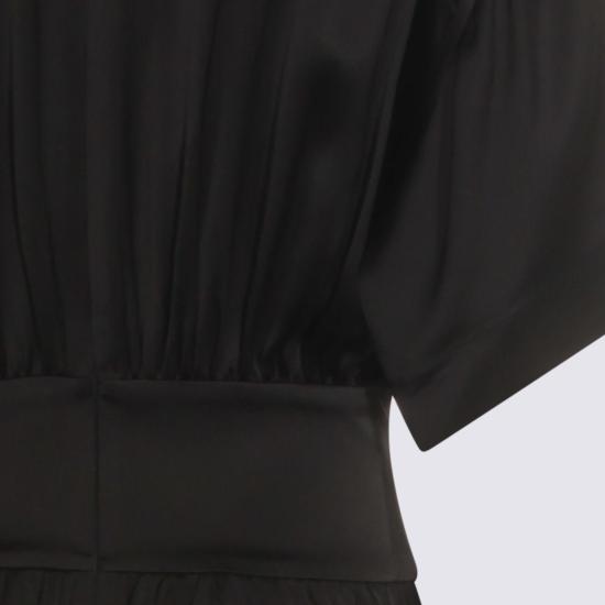  토템 롱 원피스 새틴 티셔츠 드레스 블랙 - TOTEME