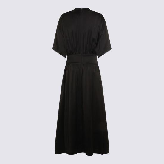  토템 롱 원피스 새틴 티셔츠 드레스 블랙 - TOTEME