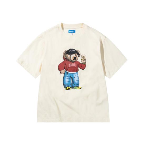  마켓 반팔 티셔츠 핏 체크 베어 티셔츠 - MARKET