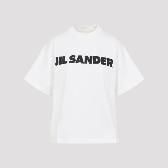 질샌더 반팔 티셔츠 질 샌더 오버사이즈 로고 티셔츠 포셀린 - JIL SANDER