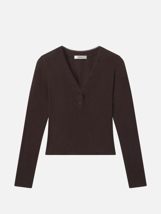  EVOLUXXY 긴팔 티셔츠 에볼럭시 프레임 메쉬 트림 립 헨리 - OTHER BRANDS