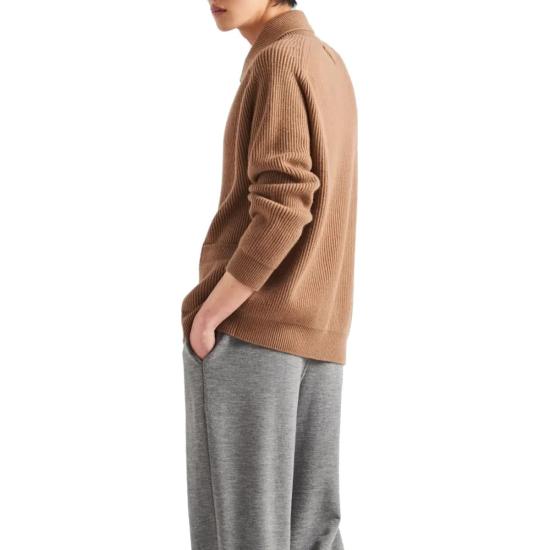  프라다 가디건 골지 니트 캐시미어  브라운 - PRADA