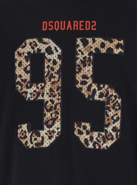  디스퀘어드2 반팔 티셔츠 Dsquared2 맥시 로고 앞면 티셔츠 블랙 - DSQUARED2