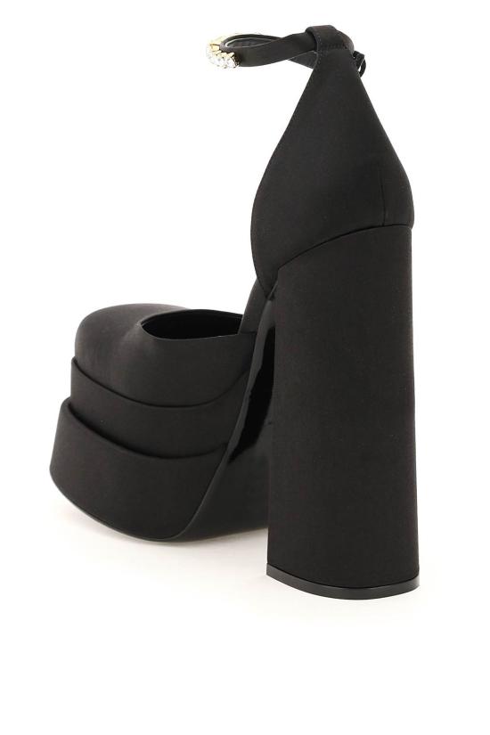  베르사체 힐/펌프스 Versace 메두사 Aevitas 새틴 펌프스 Nero Oro Versace - VERSACE