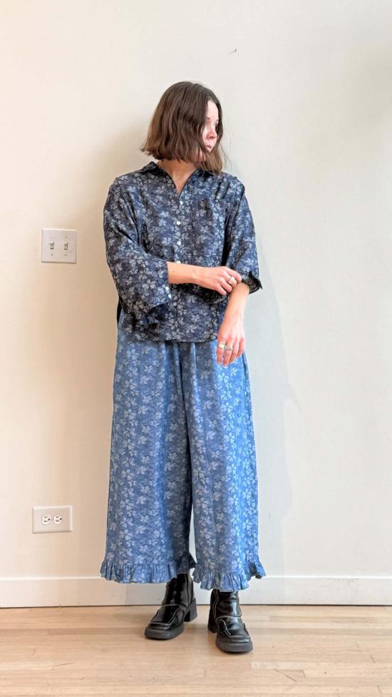  Nettle Studios 크롭 팬츠 네틀 스튜디오 러플 팬츠 플로럴 샴브레이