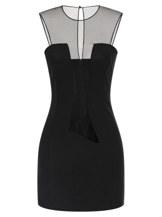  넨시 도자카 숏 원피스 튤 인서트 드레스 블랙