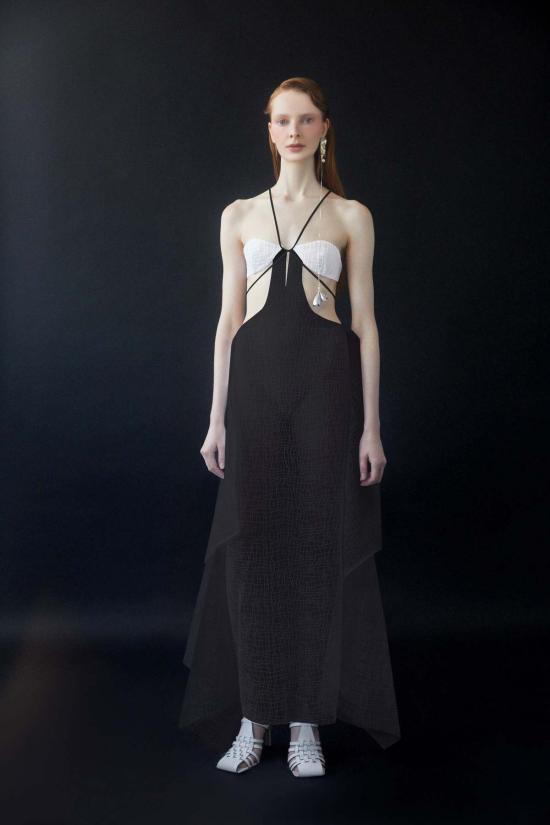  루이자 에 라 루나 롱 원피스 Luisa Et La Luna Nereus 드레스 블랑 느와르 - LUISA ET LA LUNA