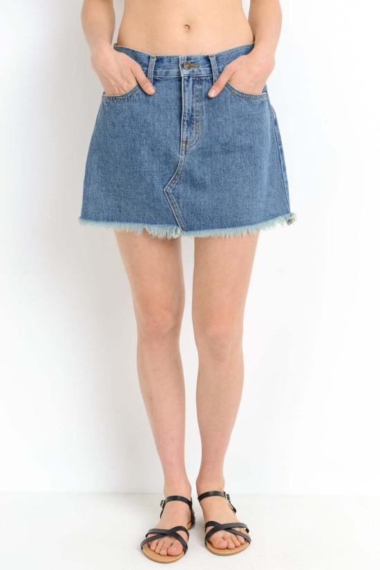  저스트 블랙 데님 데님 스커트 미니 스커트, 미디엄 데님 - JUST BLACK DENIM