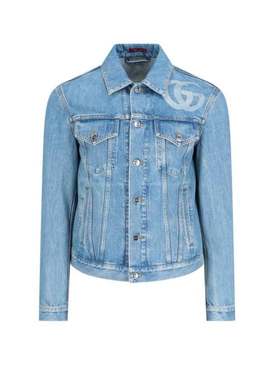  구찌 데님 자켓 더블 G 데님 재킷 블루 E 아이보리 - GUCCI