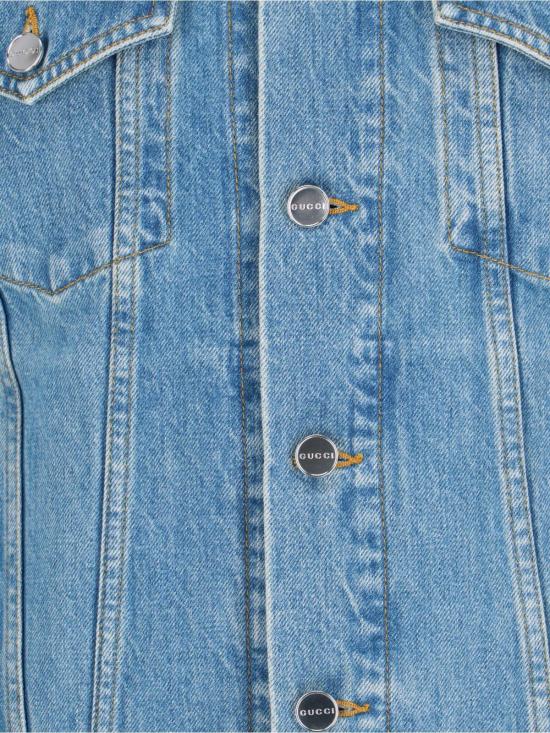  구찌 데님 자켓 더블 G 데님 재킷 블루 E 아이보리