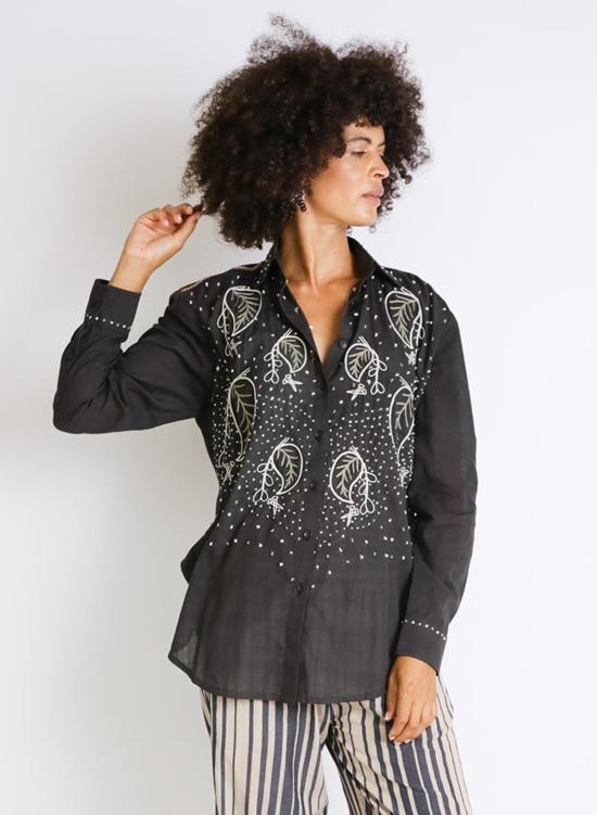  Seek Collective 셔츠 페이지 셔츠 내추럴 블랙 스토리 - SEEK COLLECTIVE