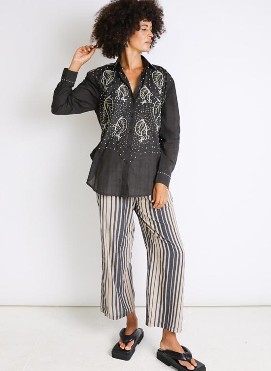  Seek Collective 셔츠 페이지 셔츠 내추럴 블랙 스토리 - SEEK COLLECTIVE