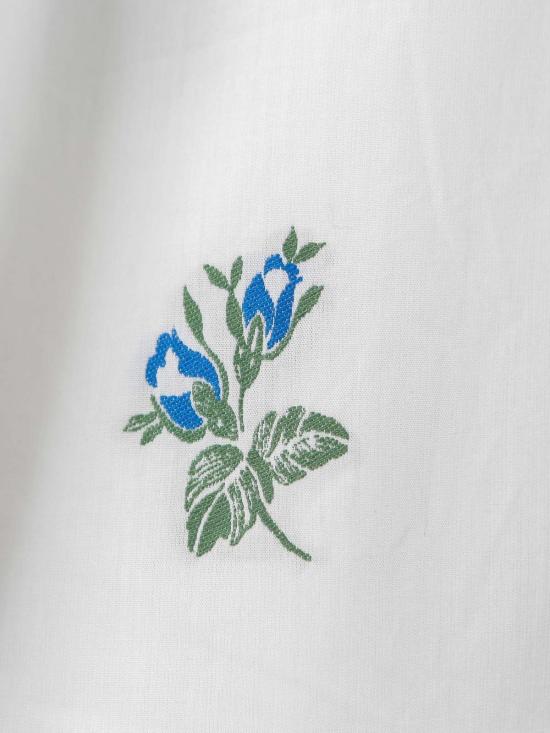  Never a Wallflower 셔츠 절대 방랑자가 되지 않을 오버사이즈 셔츠, 블루 그린 플로럴 자카드 - NEVER A WALLFLOWER