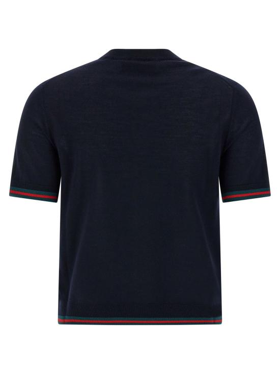  구찌 반팔 티셔츠 캐시미어 티셔츠 블루 - GUCCI