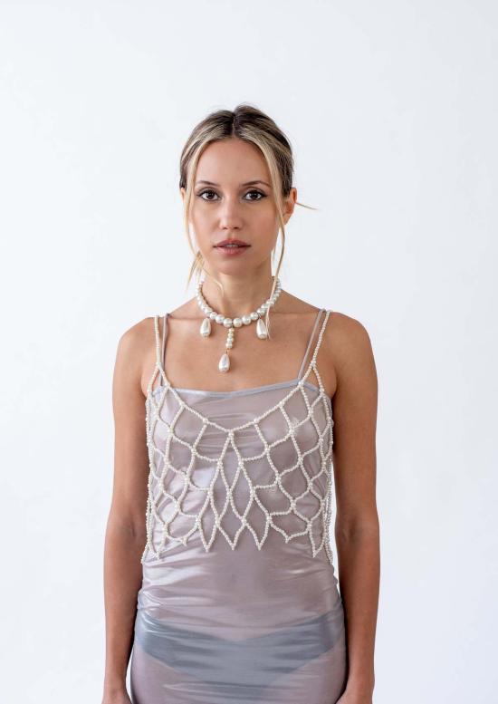  베버리힐즈 란제리 민소매 티셔츠 베벌리 힐스 란제리 디온 탑 펄 - BEVERLY HILLS LINGERIE