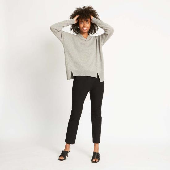  산티클레르 터틀넥 산티클러 파라 트위스트 넥밴드 캐시미어 스웨터 헤더 그레이 - SANTICLER