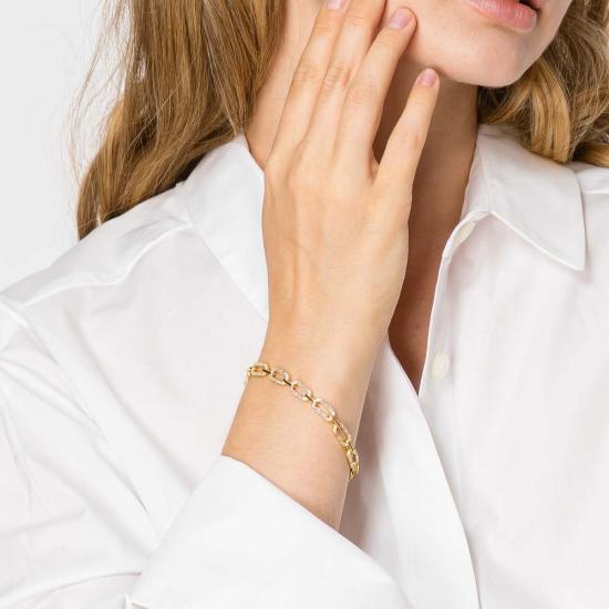  제니스 사빗 바디 주얼리 재니스 새빗 링크 체인 크리스탈 팔찌 골드