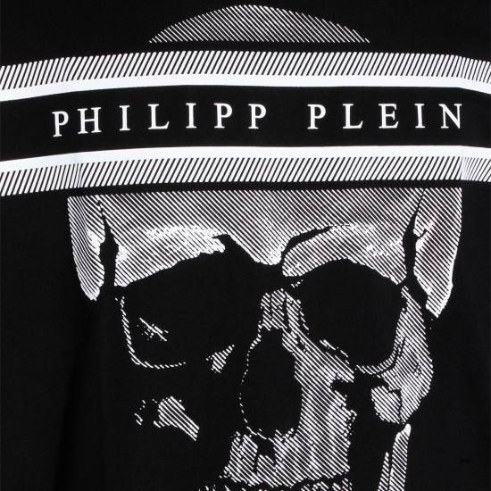  필립 플레인 반팔 티셔츠 반팔 크루넥 티셔츠 블랙 - PHILIPP PLEIN