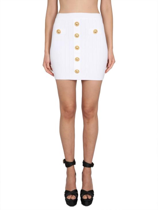  발망 미디 스커트 버튼 니트  (화이트)