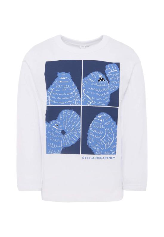  [키즈] 스텔라 맥카트니 탑 어린이용 스텔라 매카트니 티셔츠 (몬스터와 로고 포함, 흰색)