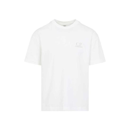  씨피 컴퍼니 반팔 티셔츠 C.P. 회사 면 티셔츠 거즈 화이트 - C.P. COMPANY