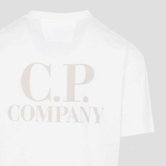  씨피 컴퍼니 반팔 티셔츠 C.P. 회사 면 티셔츠 거즈 화이트 - C.P. COMPANY