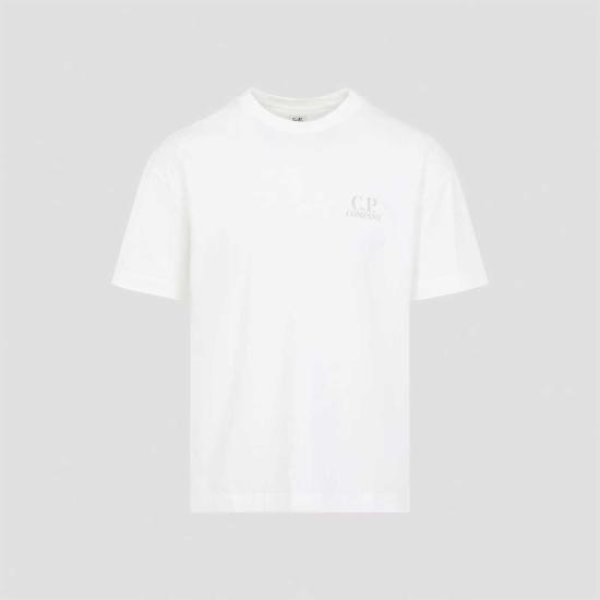  씨피 컴퍼니 반팔 티셔츠 C.P. 회사 면 티셔츠 거즈 화이트 - C.P. COMPANY