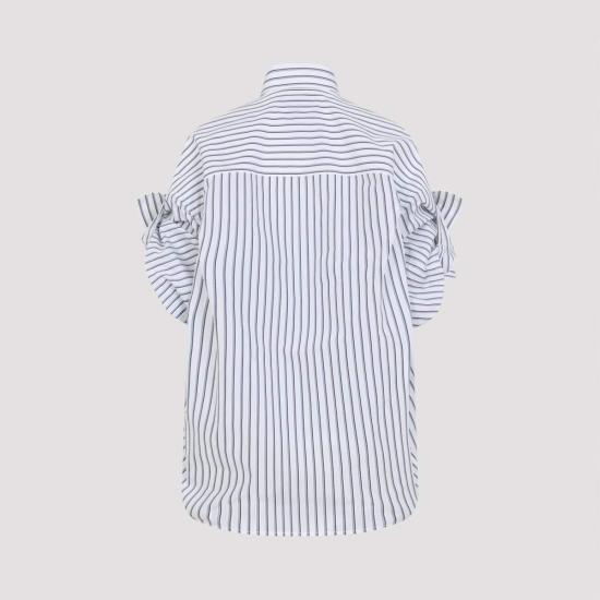  발렌시아가 셔츠 턱드 슬리브 셔츠 화이트 블루 - BALENCIAGA