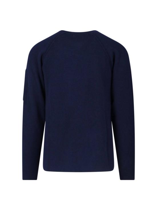  씨피 컴퍼니 스웨터 C.P. 회사 로고 크루넥  (블루) - C.P. COMPANY