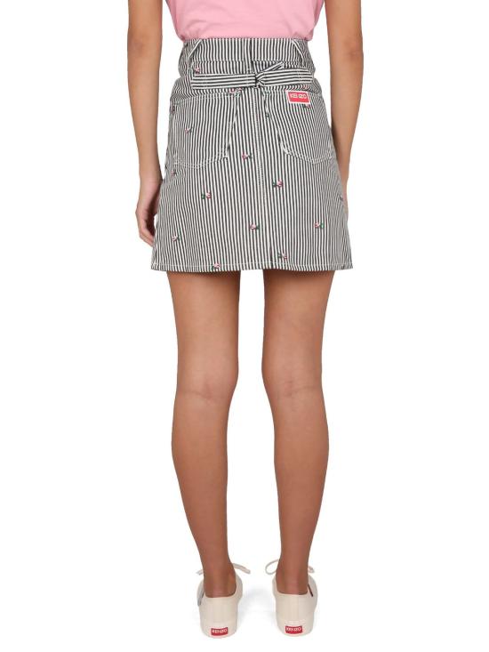  겐조 데님 스커트 스트라이프 데님 미니 스커트 멀티컬러 - KENZO