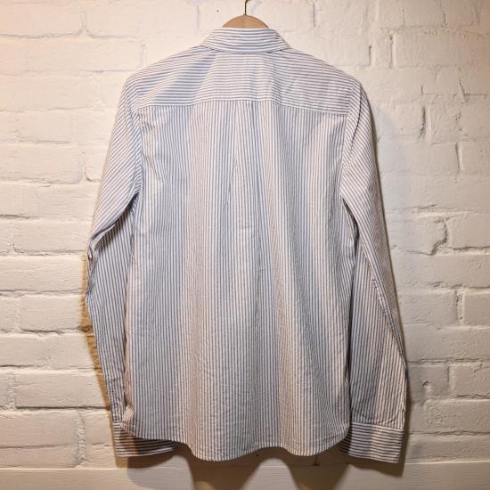  Steven Alan 셔츠 스티븐 앨런 리버스 심 더블 블루 스트라이프 셔츠 - STEVEN ALAN