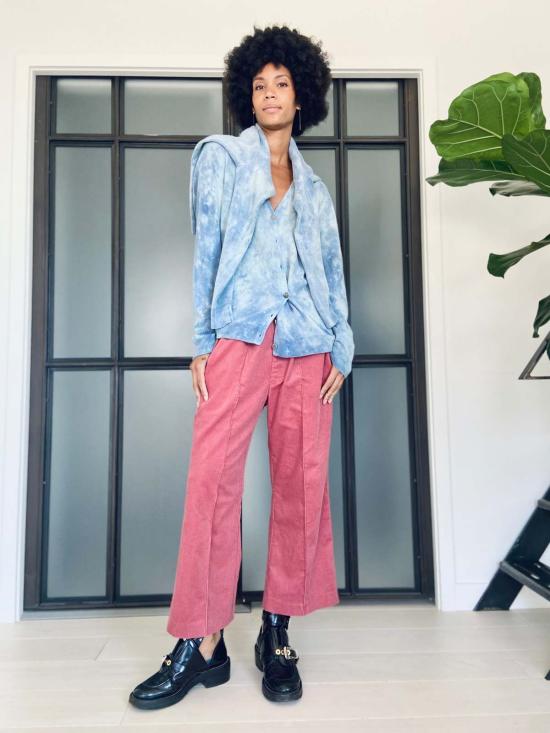  예세이트 스트레이트 팬츠 예사엣 우베 코듀로이 팬츠 블러쉬/초콜릿 - YESAET