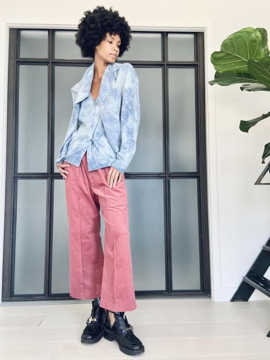  예세이트 스트레이트 팬츠 예사엣 우베 코듀로이 팬츠 블러쉬/초콜릿 - YESAET