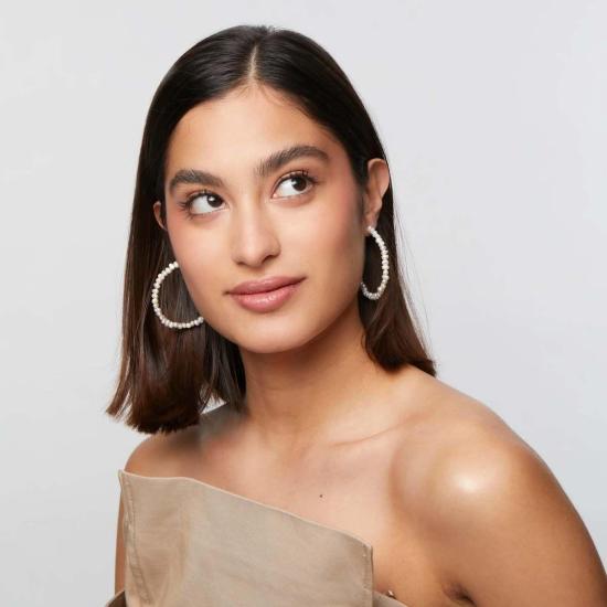  레레 사도히 이어링 르 르 사도기 담수 진주 미디엄 후프  화이트 - LELE SADOUGHI