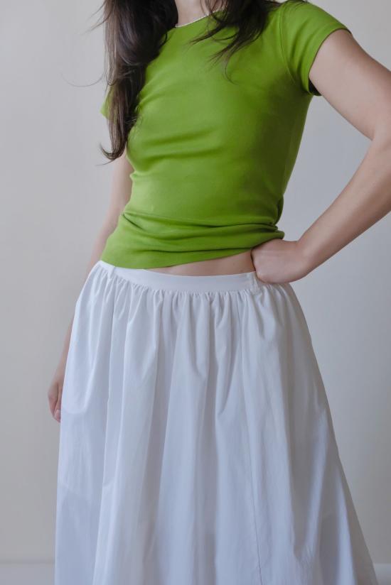  미정박 롱 스커트 미정 박 개더드 맥시 스커트 화이트 - MIJEONG PARK