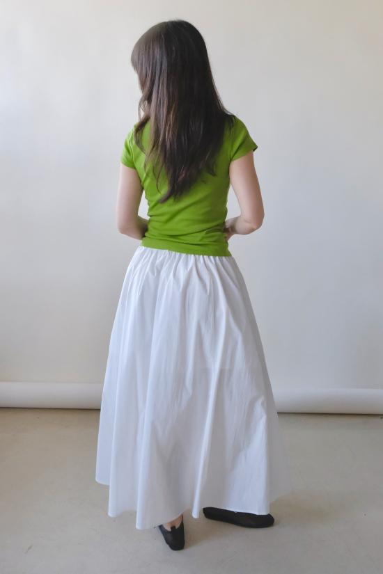  미정박 롱 스커트 미정 박 개더드 맥시 스커트 화이트 - MIJEONG PARK