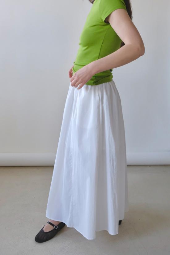  미정박 롱 스커트 미정 박 개더드 맥시 스커트 화이트 - MIJEONG PARK