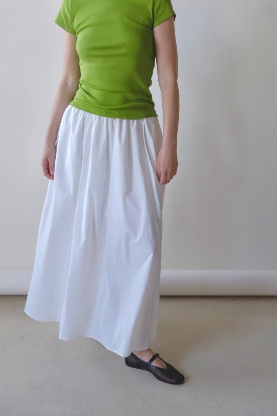  미정박 롱 스커트 미정 박 개더드 맥시 스커트 화이트 - MIJEONG PARK