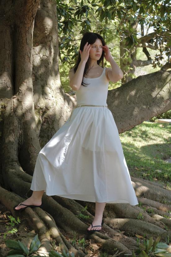  미정박 롱 스커트 미정 박 개더드 맥시 스커트 화이트 - MIJEONG PARK