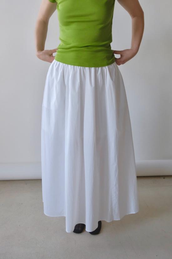  미정박 롱 스커트 미정 박 개더드 맥시 스커트 화이트 - MIJEONG PARK