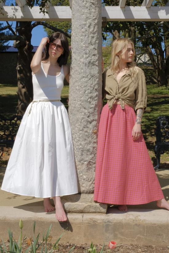  미정박 롱 스커트 미정 박 개더드 맥시 스커트 화이트 - MIJEONG PARK