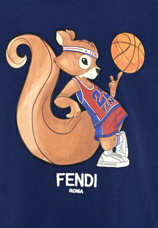  [키즈] 펜디 티셔츠 아동용 다람쥐 프린트 티셔츠 (블루) - FENDI
