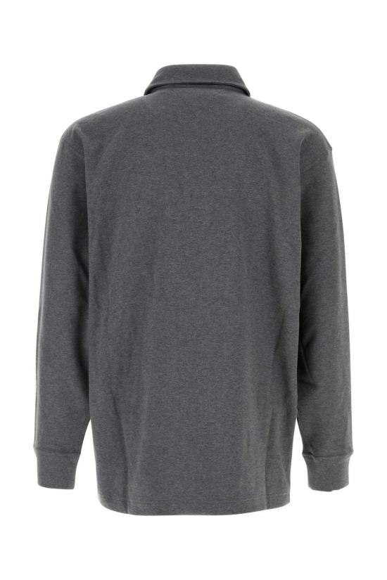  보테가베네타 폴로 티셔츠 보테가 베네타 다크 그레이 코튼 폴로 셔츠 다크 그레이 멜란지 - BOTTEGA VENETA