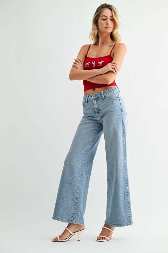  저스트 블랙 데님 데님 팬츠 울트라 와이드 진 다크 데님 - JUST BLACK DENIM