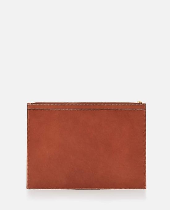  톰브라운 브리프케이스 톰 브라운 중간 크기 문서 홀더 브라운 - THOM BROWNE