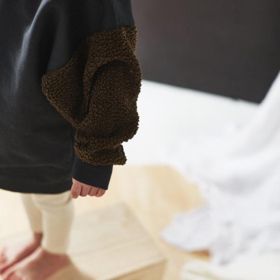  [키즈] Bacabuche 풀오버 바카부체 셰르파 소매 플리스  (블랙/올리브) - OTHER BRANDS