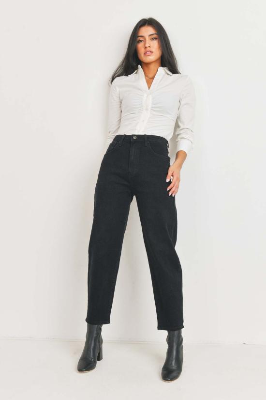  저스트 블랙 데님 데님 팬츠 테이퍼드 배럴 진 - JUST BLACK DENIM