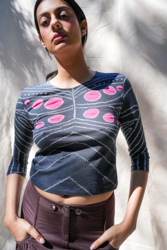  Abacaxi 반팔 티셔츠 Bandhini 하프슬리브 티셔츠