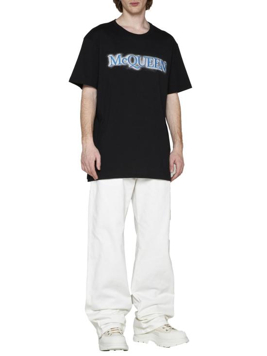  알렉산더 맥퀸 반팔 티셔츠 로고 자수 티셔츠 블랙 - ALEXANDER MCQUEEN